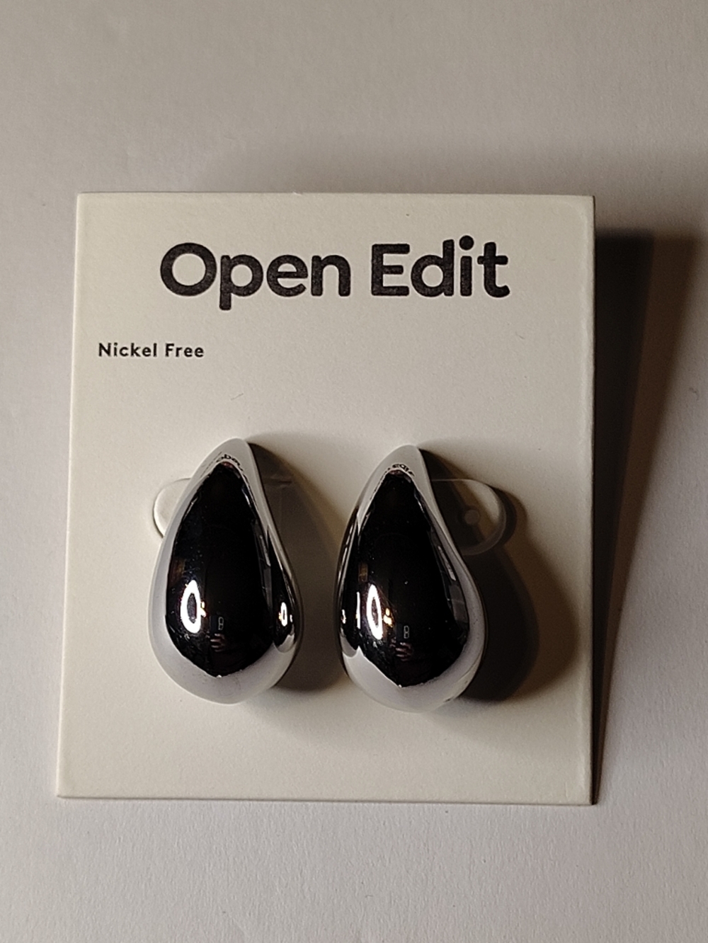Open Edit Chrome Teardrop  Earrings